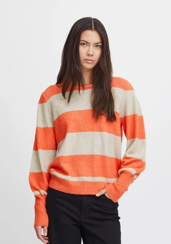 Sale Alert – Get Ready to Shop!Ichi Dusty Block Stripe Sweater, Hot Coral