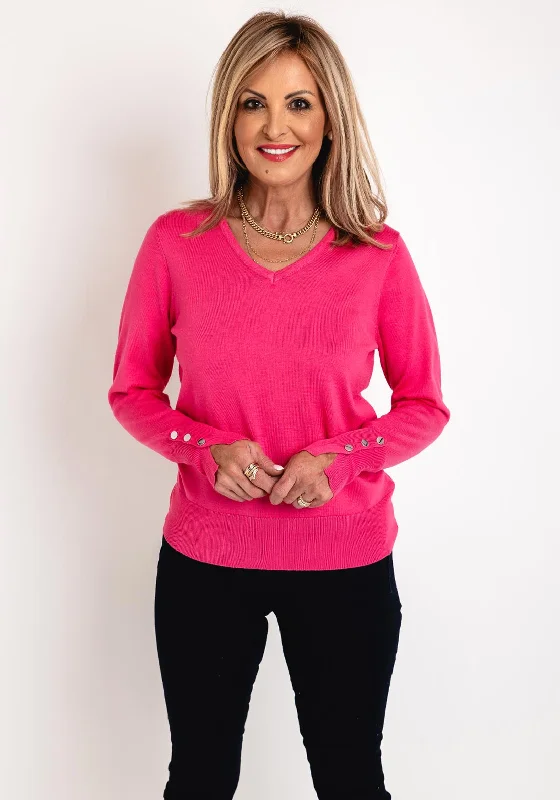 Your Discount is Waiting!Micha V-Neck Autumn Viscose Knit Sweater, Pink