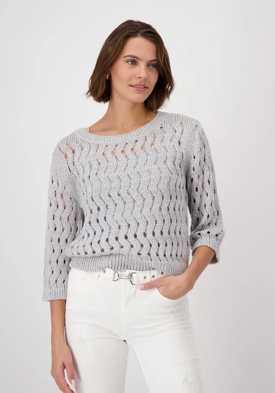 Hurry! While Supplies Last!Monari Ajour Lurex Glitter Knit Sweater, Silver