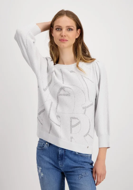 New Discounts Just Dropped!Monari Rhinestone Letters Knitted Sweater, Gray