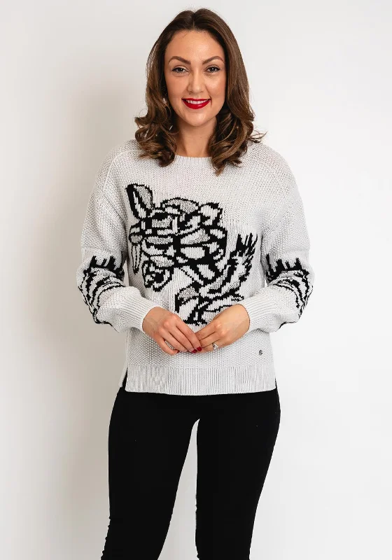 Best Offers of the Month!Monari Rhinestone Print Knitted Sweater, Gray