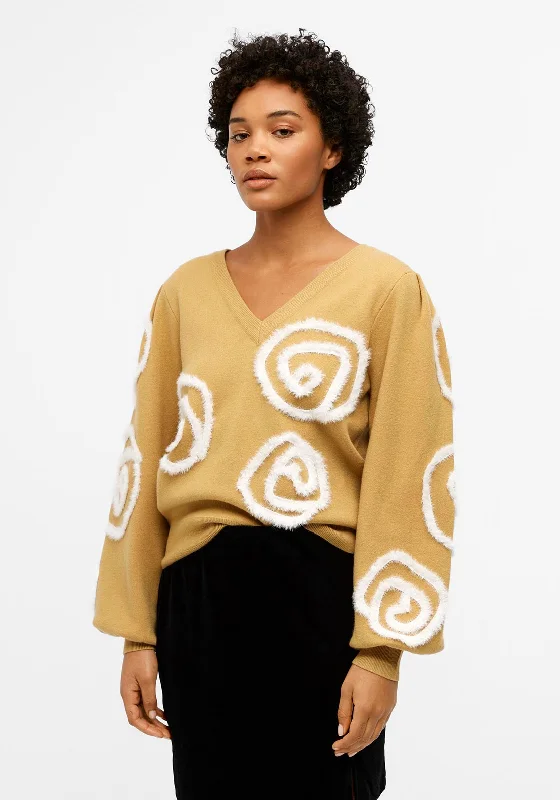 Today Only – Don’t Miss It!Object Jinda Balloon Sleeve Knitted Jumper, Antelope