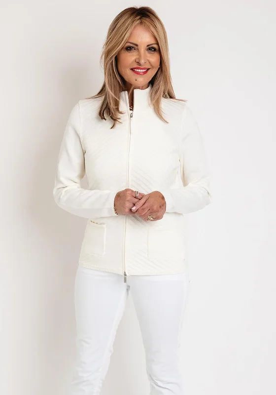Incredible Savings Inside!Olsen Eva Rib Zip Front Cardigan, Off White