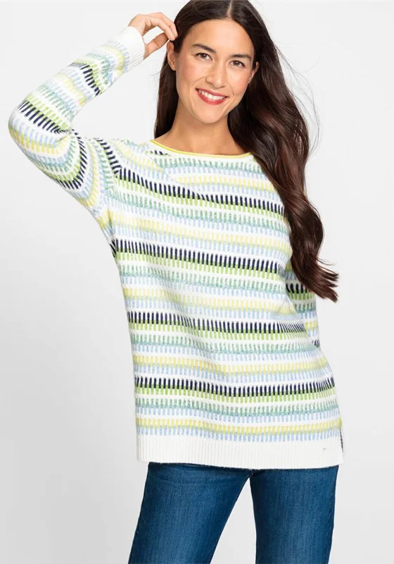 Unlock Huge Savings Now!Olsen Henny Horizontal Striped Jumper, Kiwi Mel