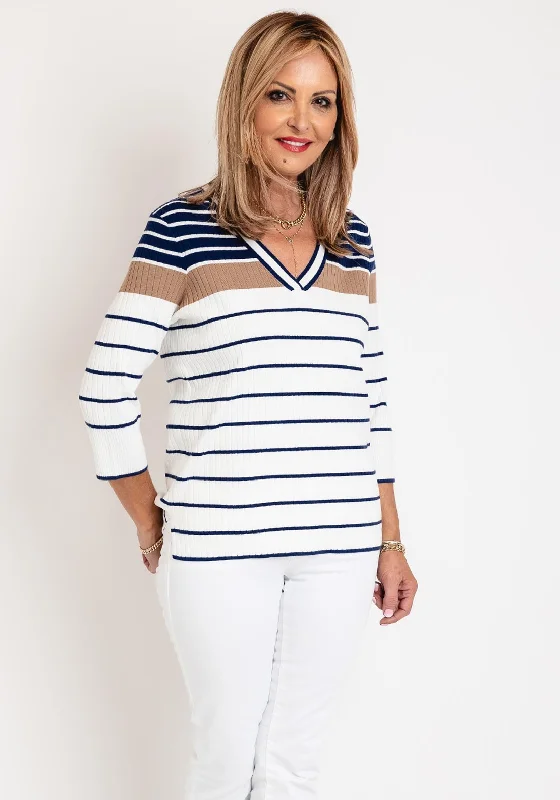 Huge Price Cuts Await!Olsen Henny Striped Jumper, Night Blue
