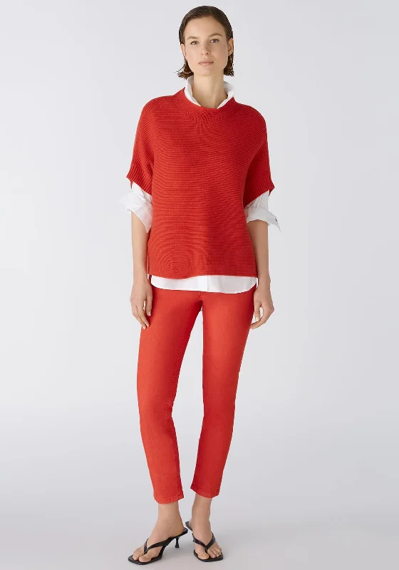 Only a Few Left – Order Now!Oui High Neck Rib Knit Relaxed Sweater, Aura Orange