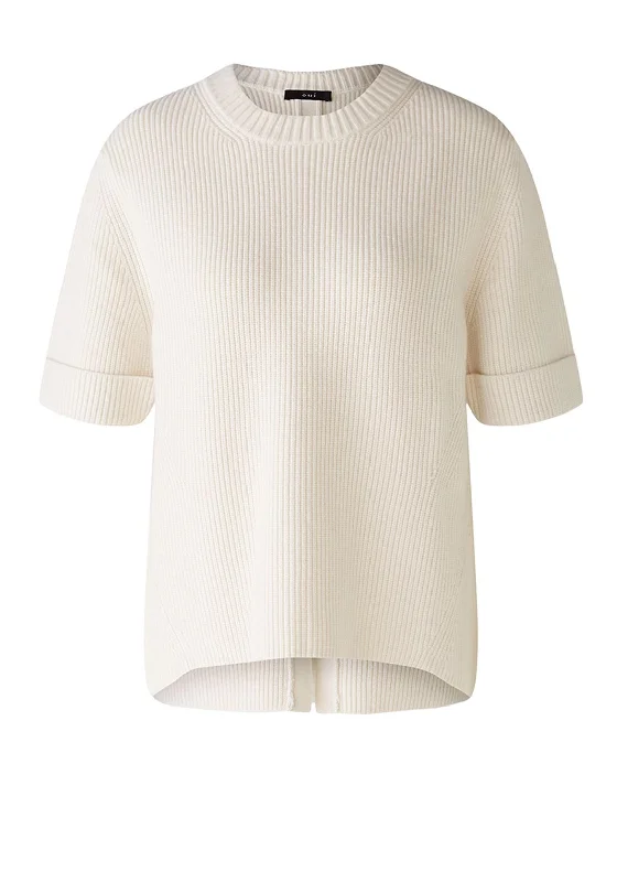 Upgrade for Less!Oui Round Neck Ribbed Sweater, Off-White