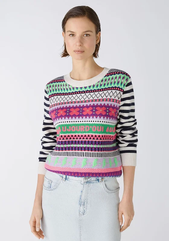 Hottest Discounts of the Year!Oui Jacquard Knit Jumper, Multi-Coloured