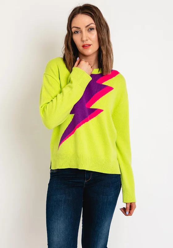 Get the Best for Less!Oui Lightning Bolt Knit Sweater, Lime Green