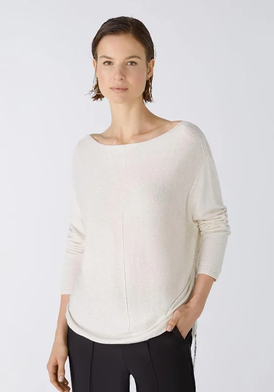 Get More for Less!Oui Submarine Neckline Fine Yarn Sweater, Off-White