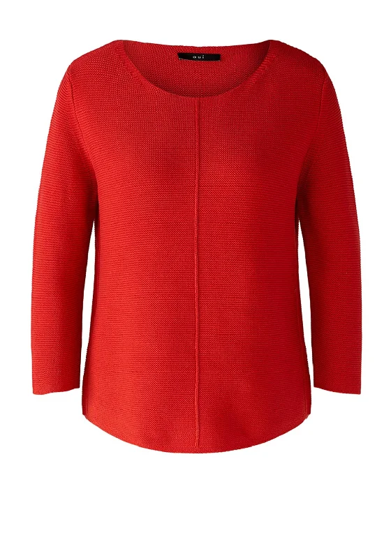 Save More When You Shop More!Oui Seam Detail Cotton Knit Sweater, Aura Orange