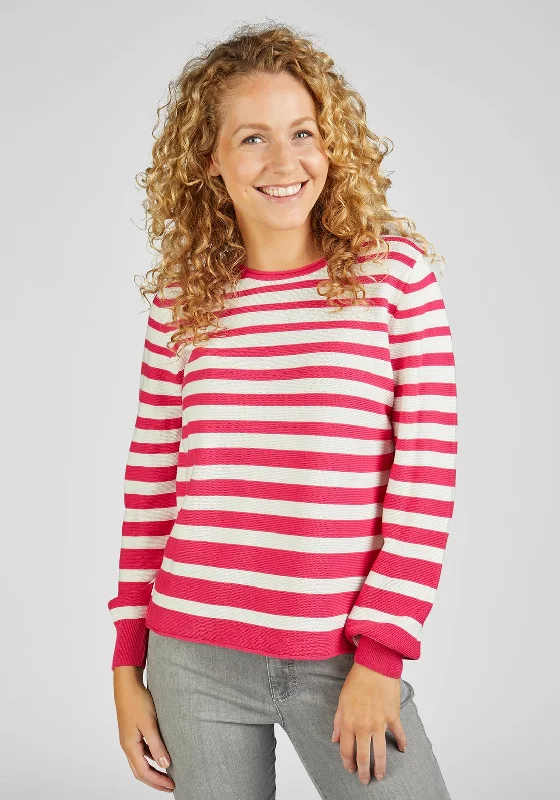 More Discounts, More Joy!Rabe Round Neck Striped Sweater, Pink