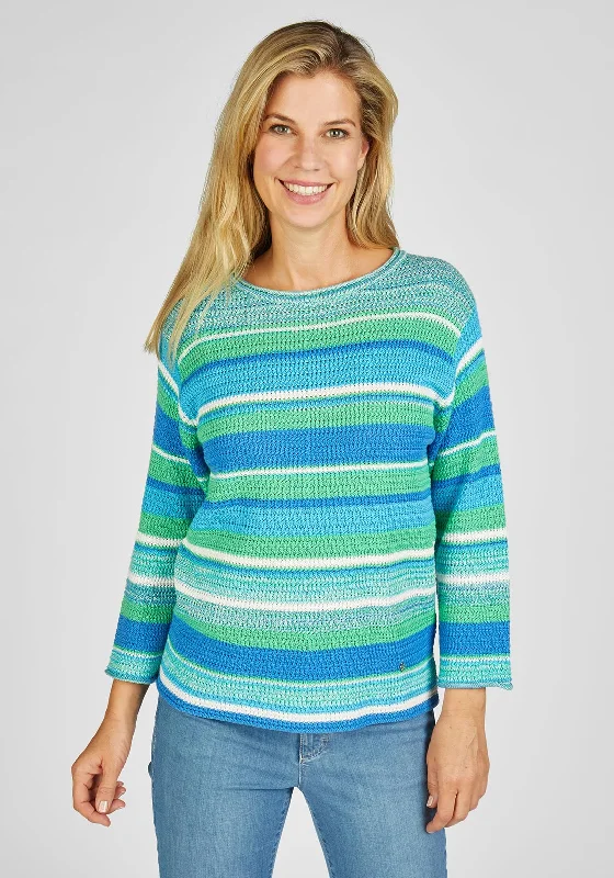 Unlock Huge Savings Now!Rabe Round Neck Stripe Knit Sweater, Green