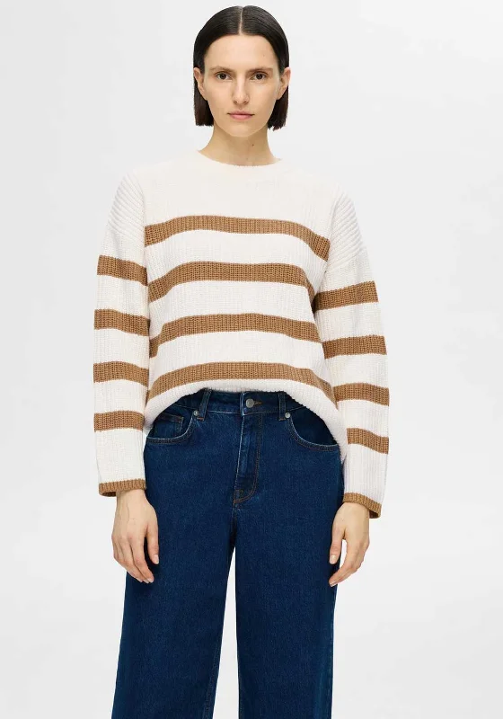 One Click Away from Big Savings!Selected Femme Bloomie Striped Knit Sweater, Snow White One Click Away from Big Savings!Selected Femme Bloomie Striped Knit Sweater, Snow White
