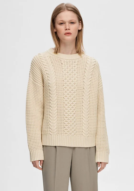New Discounts Just Dropped!Selected Femme Brianne Chunky Cable Knit Sweater, Birch