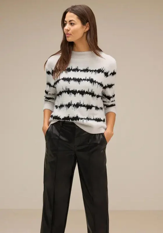 Best Offers of the Month!Street One Feather Yarn Stripe Sweater, Whisper Cream