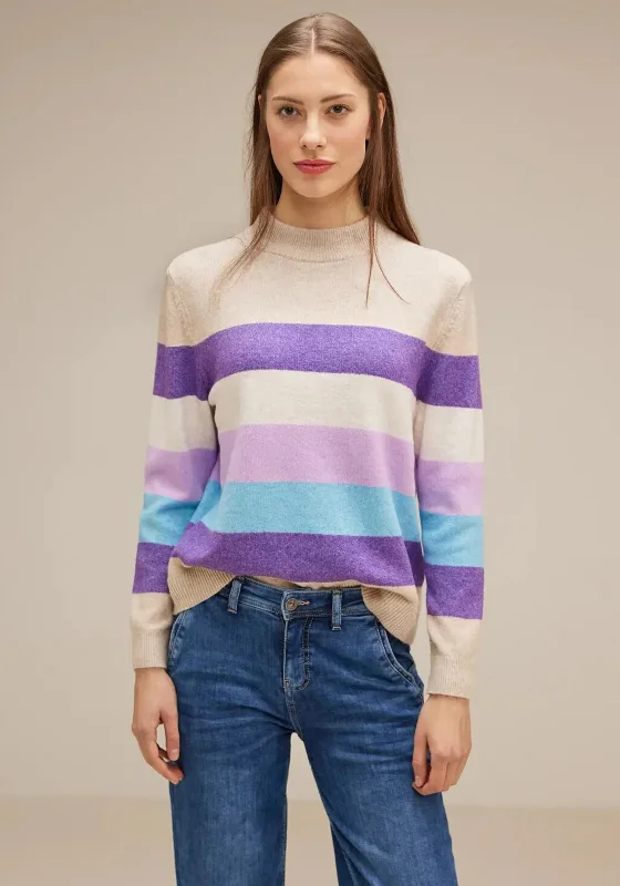 Don’t Wait – Deals Won’t Last!Street One Striped Sweater, Spring Sand Melange