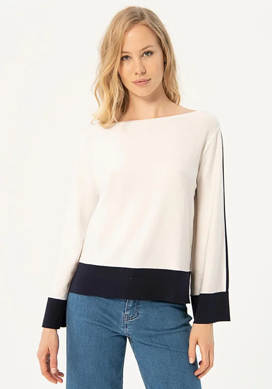 Your Chance to Save is Now!Surkana Contrast Trim Knitted Sweater, White