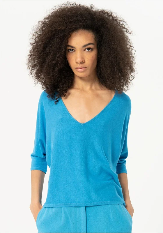 Hottest Discounts of the Year!Surkana Japanese Sleeve Knitted Sweater, Blue