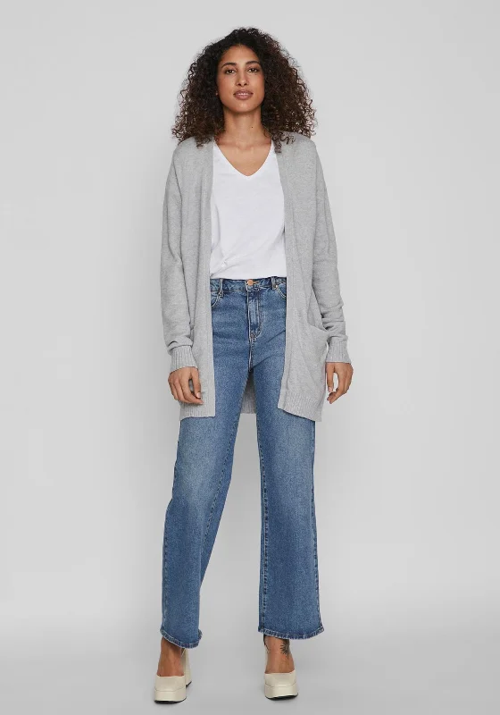 Biggest Sale of the Season!Vila Ril Long Open Knit Cardigan, Light Grey