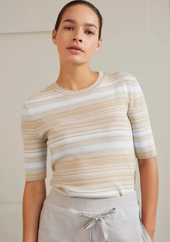 Shop Early, Save Big!Yaya Striped Short Sleeve Knit Sweater, White Pepper Beige