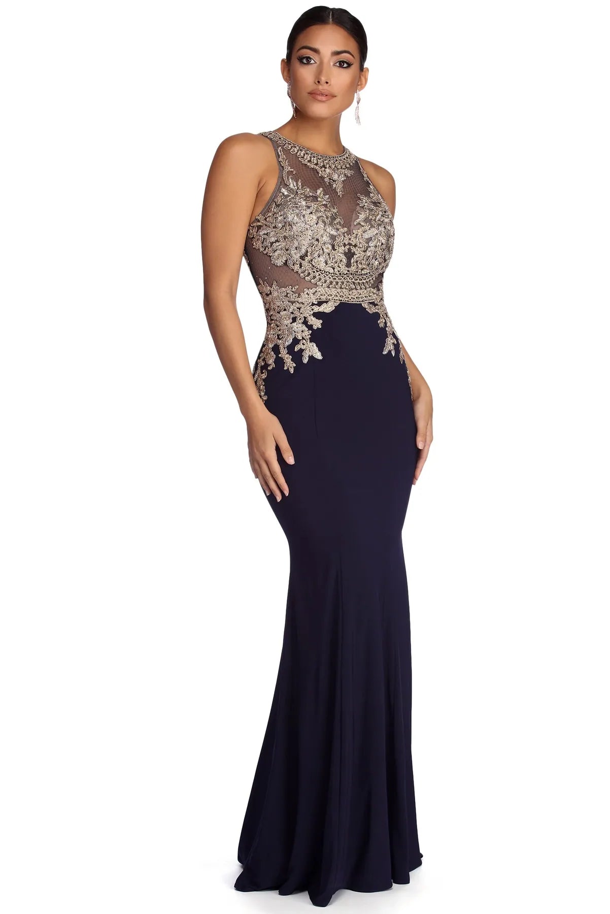 Hurry, Sale Ends Soon!Annemarie Formal Sleeveless Metallic Dress