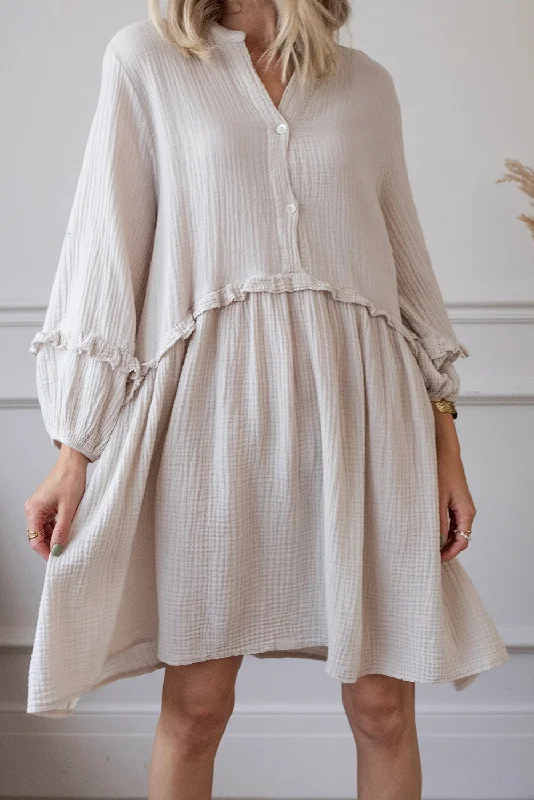 Your Favorite Sale is Back!Gauze Frilled Puff Sleeve Dress