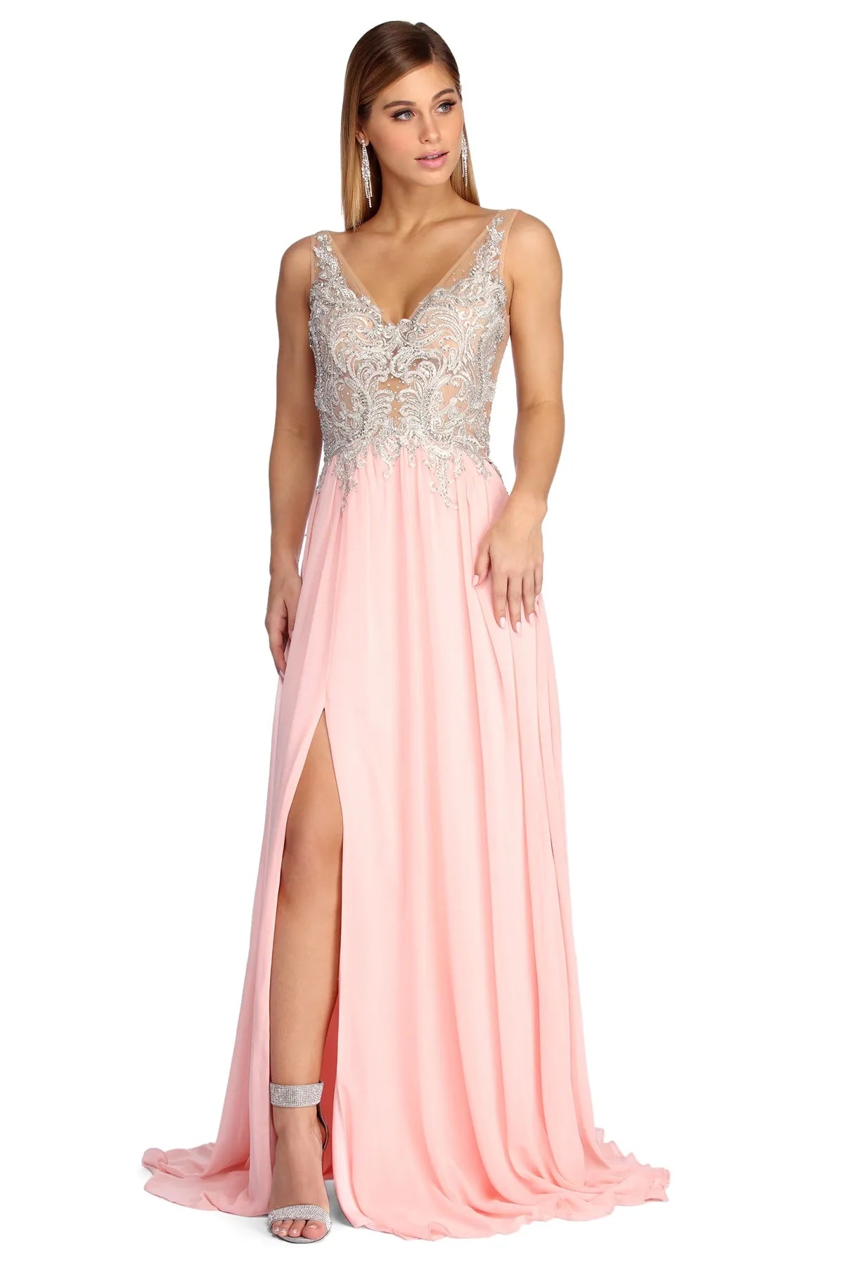 Score Big Savings Today!Beatrice Formal High Slit Chiffon Dress