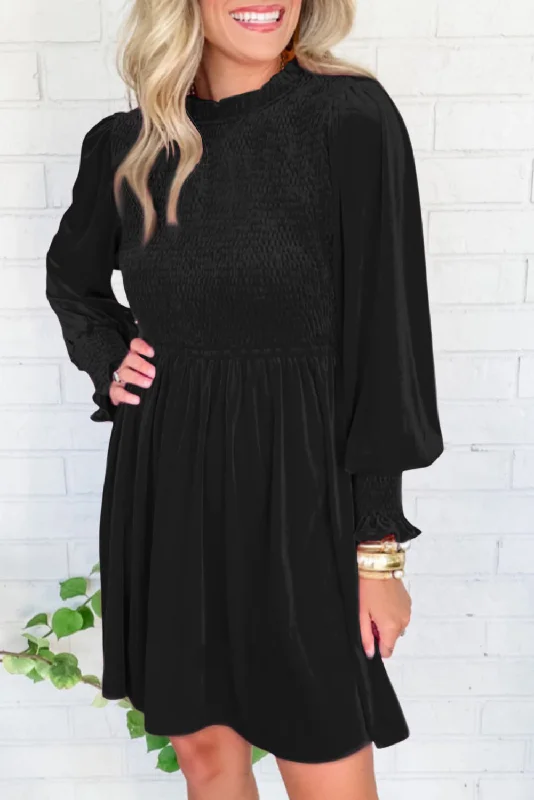 Get It Before It’s Gone!Velvet Smocked Puff Sleeve Dress