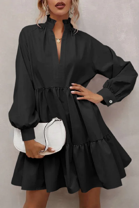 Buy More, Save More!Frilled Long Sleeve Ruffle Dress