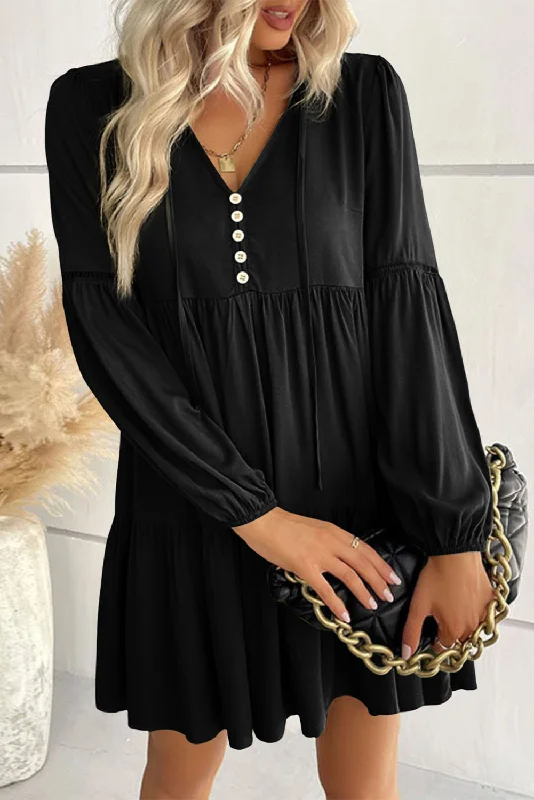 Lowest Prices Guaranteed!Ruffle Tiered Puff Sleeve Dress