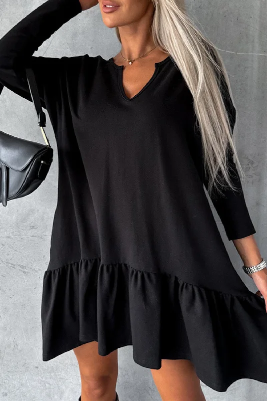 Upgrade for Less!Ruffle Long Sleeve Loose Dress