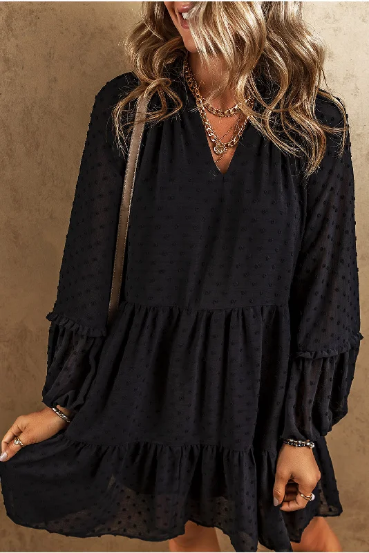Get More for Less!Swiss Dot Ruffle Tiered Dress