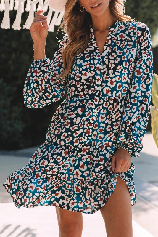 Your Shopping Spree Starts Here!Leopard Ruffle Tiered Shirt Dress