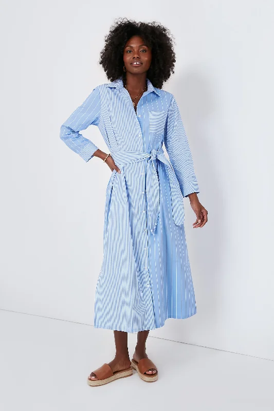 Crazy Discounts Inside!Blue Stripe Chessie Dress