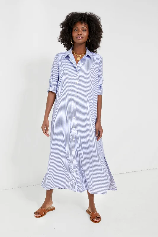 Score Huge Discounts Today!Blue Stripe Griffin Dress