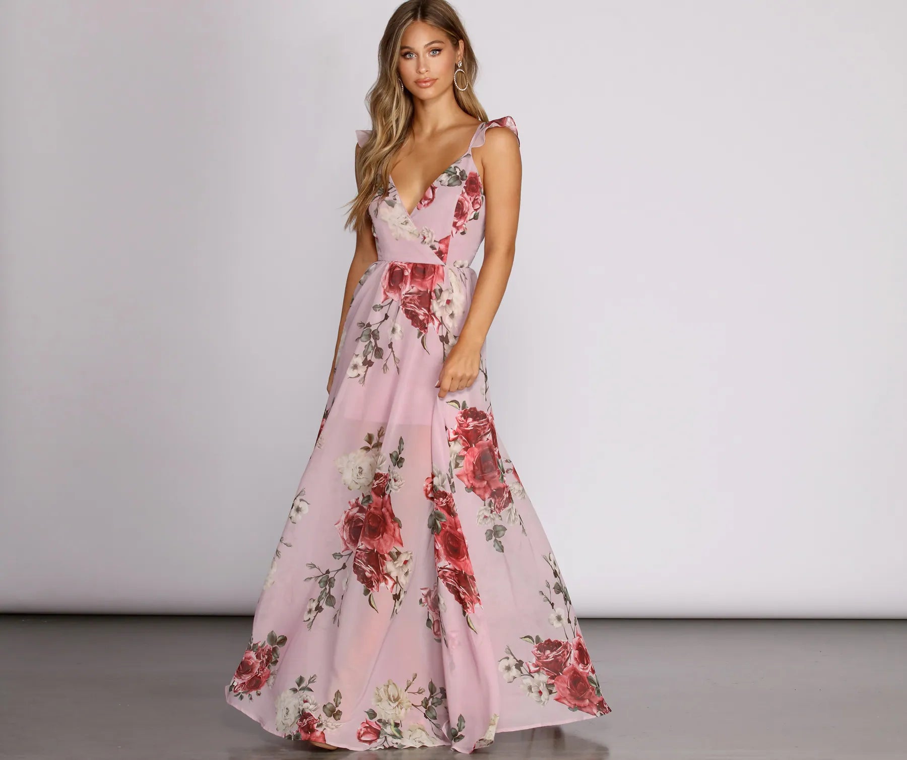 Save Like Never Before!Cassandra Floral Chiffon Gown