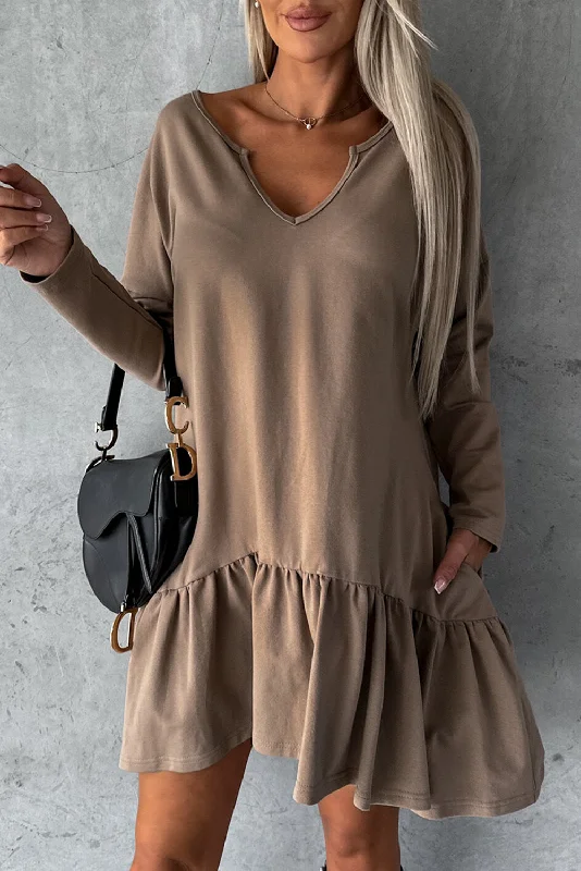 Don’t Wait – Shop Today!Ruffle Long Sleeve Loose Dress