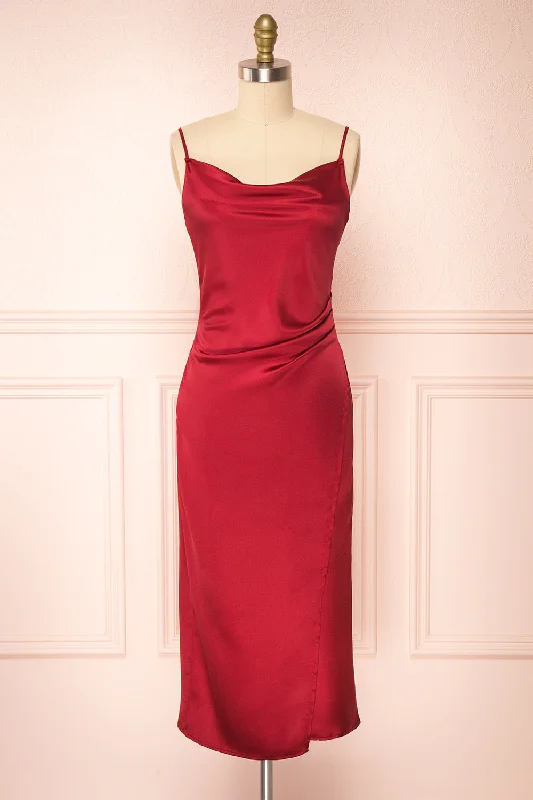 Snag the Best Prices Now!Chloe Wine | Cowl Neck Satin Slip Dress
