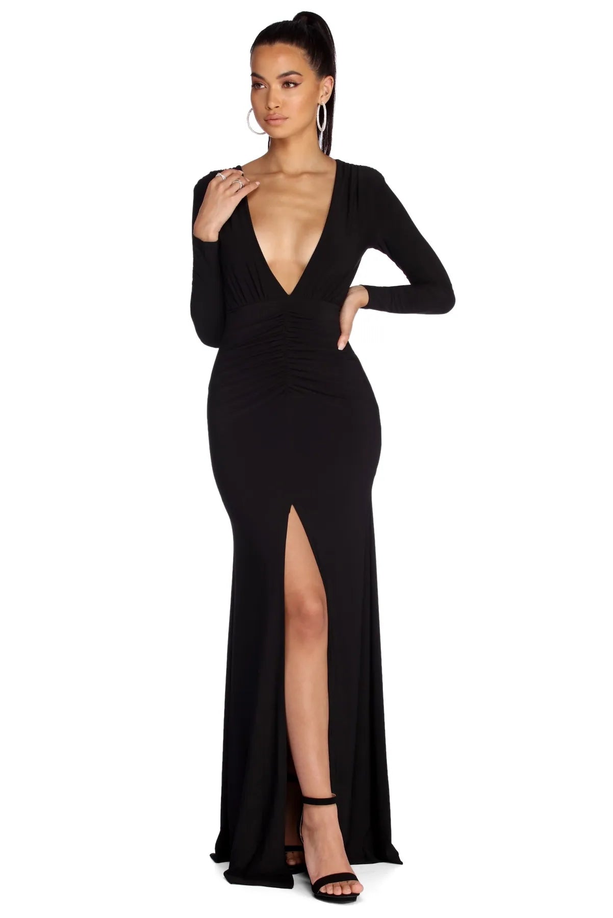 Best Offers of the Month!Denise Formal Plunging Ruched Dress