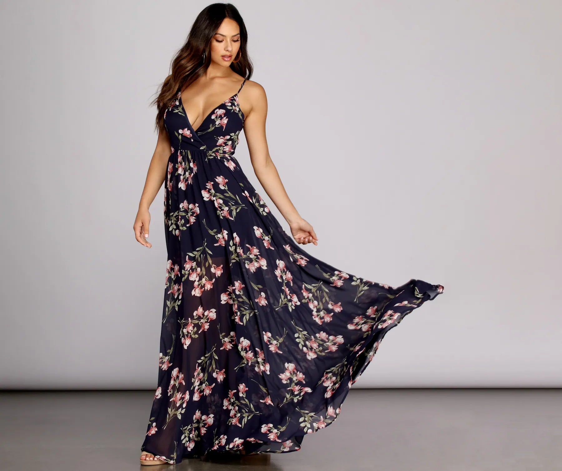 Huge Savings – Act Now!Fleur Floral Chiffon Dress
