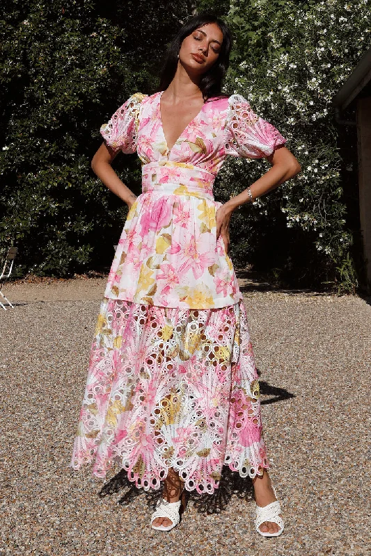 Exclusive Savings This Week!Floral Skies Maxi Dress Pink