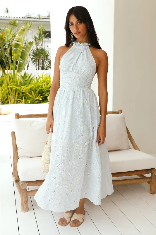 Exclusive Offers You’ll Love!Fly Away Halter Maxi Dress Blue