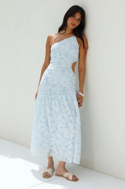 Mega Sale Happening Now!Fully Focused One Shoulder Maxi Dress Blue