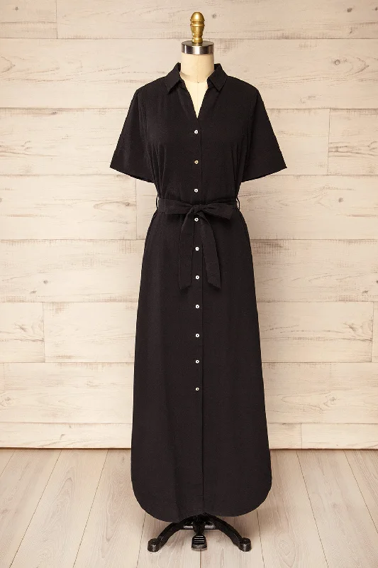 Grab Yours Before It’s Too Late!Hyris Black | Long Shirt Dress w/ Belt