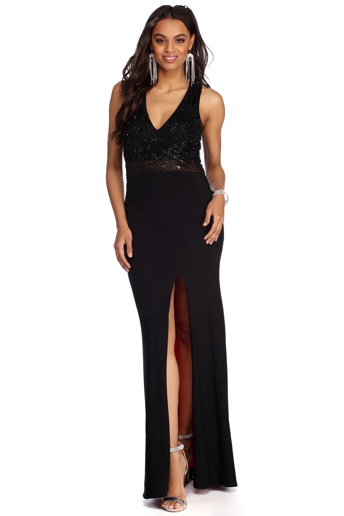 Upgrade for Less!Iya Beaded High Slit Dress