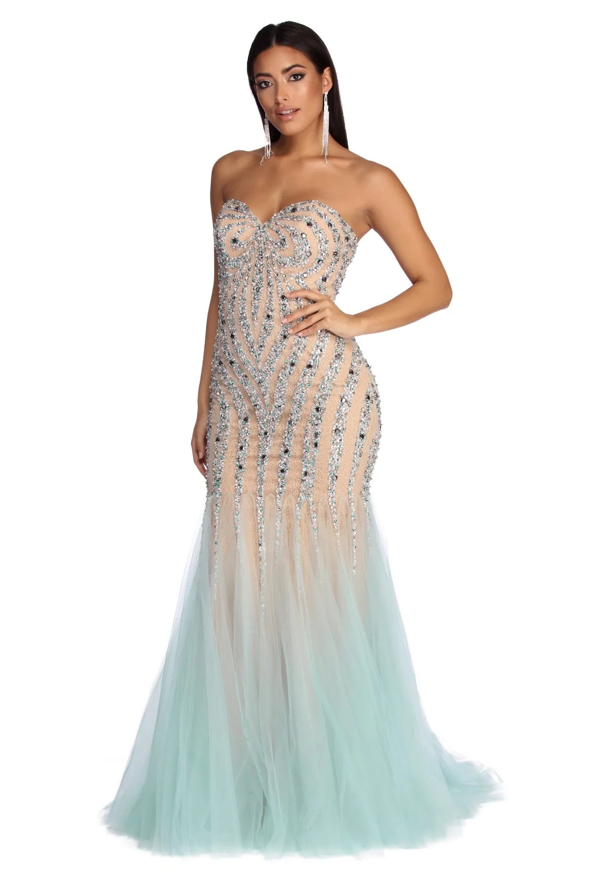 Massive Price Cuts!Kari Strapless Beaded Tulle Dress