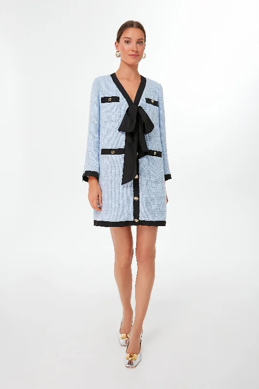 Get More, Spend Less – Shop Now!Light Blue Coco Tweed Bow Dress