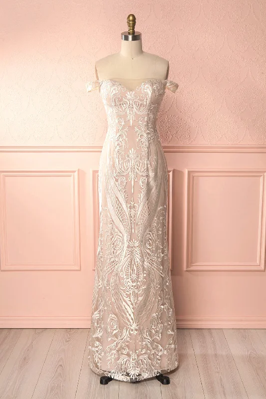 Today’s Deals, Tomorrow’s Regrets!Mouna Pure | Beige Embroidered Gown