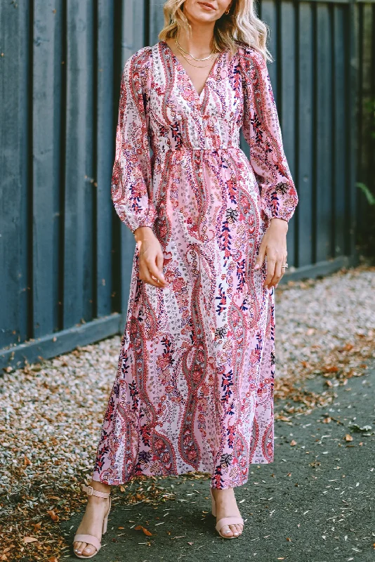 Savings You Can’t Ignore!Paisley Long Sleeve Maxi Dress